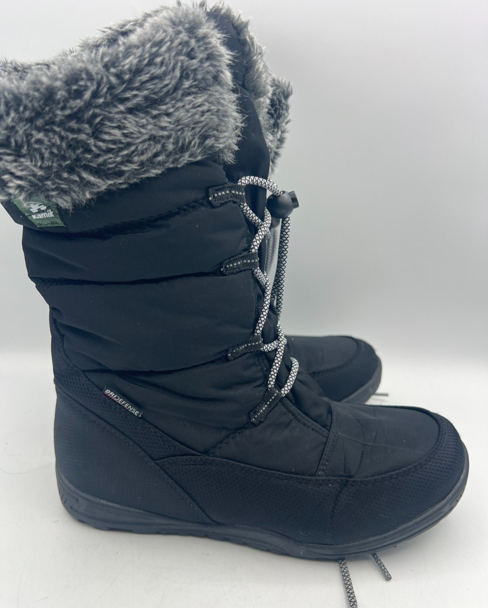 Kamik Womens Size 5 Black Waterproof Winter Snow Boots Faux Fur Lace Up